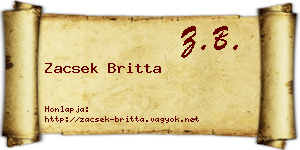 Zacsek Britta névjegykártya